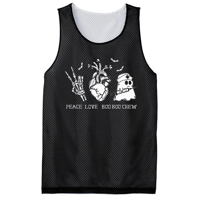 Peace Love Boo Boo Crew Lazy Halloween Costume Nurse Ghost Mesh Reversible Basketball Jersey Tank