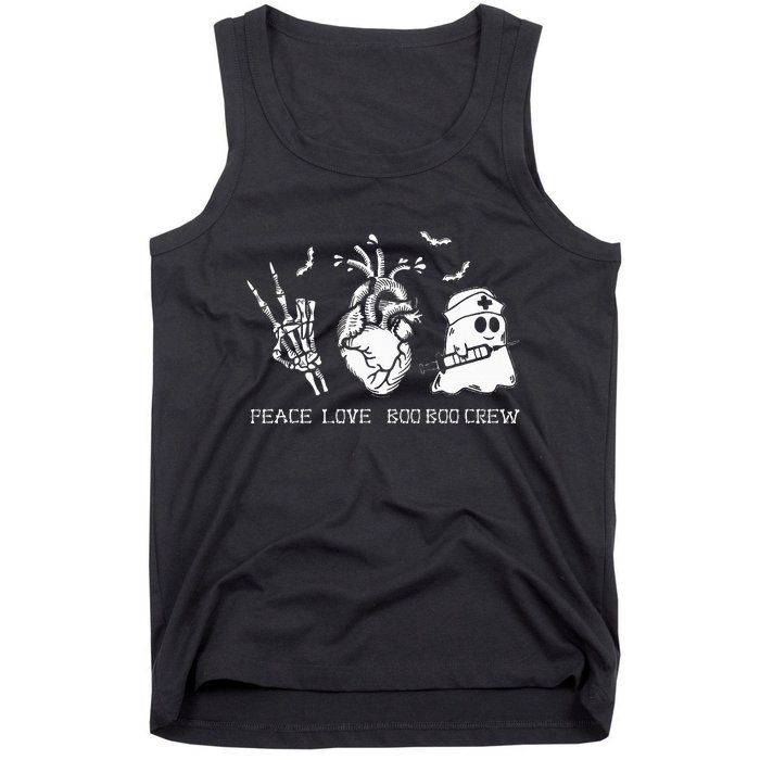 Peace Love Boo Boo Crew Lazy Halloween Costume Nurse Ghost Tank Top