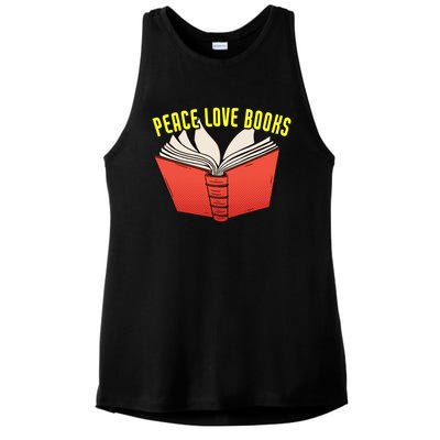 Peace Love Books Funny Bookworm Reading Great Gift Ladies PosiCharge Tri-Blend Wicking Tank