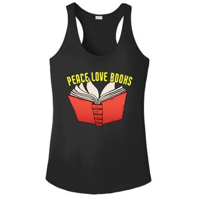 Peace Love Books Funny Bookworm Reading Great Gift Ladies PosiCharge Competitor Racerback Tank