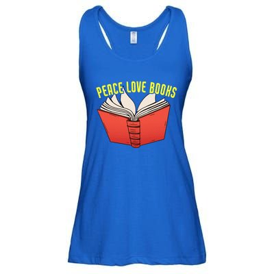 Peace Love Books Funny Bookworm Reading Great Gift Ladies Essential Flowy Tank