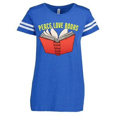 Peace Love Books Funny Bookworm Reading Great Gift Enza Ladies Jersey Football T-Shirt