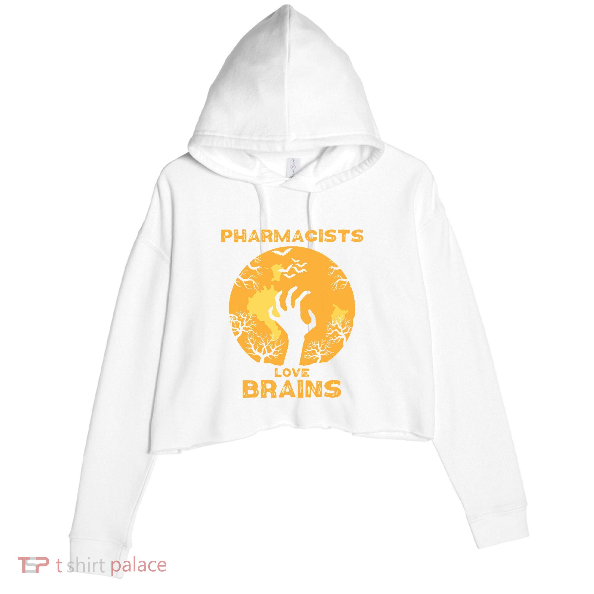 Pharmacists Love Brains Halloween Pharmacist Crop Fleece Hoodie