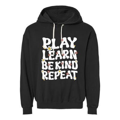 Play Learn Be Kind Repeat Groovy Unity Day Orange Teacher Garment-Dyed Fleece Hoodie