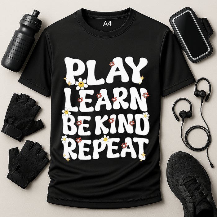Play Learn Be Kind Repeat Groovy Unity Day Orange Teacher Performance Shirt