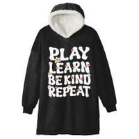 Play Learn Be Kind Repeat Groovy Unity Day Orange Teacher Hooded Wearable Blanket
