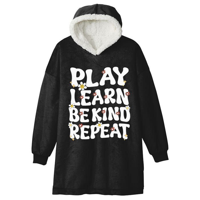 Play Learn Be Kind Repeat Groovy Unity Day Orange Teacher Hooded Wearable Blanket