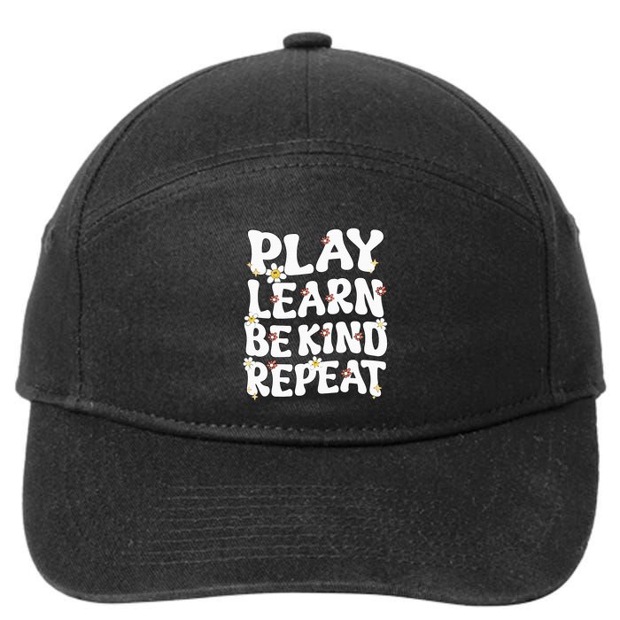 Play Learn Be Kind Repeat Groovy Unity Day Orange Teacher 7-Panel Snapback Hat