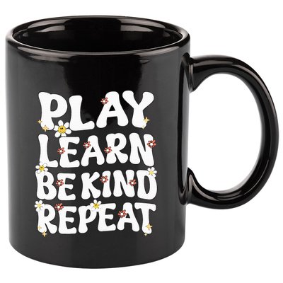 Play Learn Be Kind Repeat Groovy Unity Day Orange Teacher 11oz C Handle Ceramic Mug