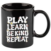 Play Learn Be Kind Repeat Groovy Unity Day Orange Teacher 11oz C Handle Ceramic Mug