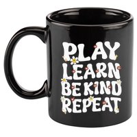 Play Learn Be Kind Repeat Groovy Unity Day Orange Teacher 11oz C Handle Ceramic Mug