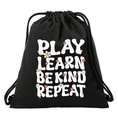 Play Learn Be Kind Repeat Groovy Unity Day Orange Teacher Drawstring Bag