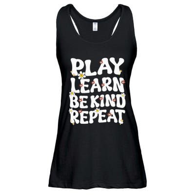 Play Learn Be Kind Repeat Groovy Unity Day Orange Teacher Ladies Essential Flowy Tank