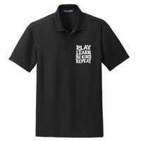 Play Learn Be Kind Repeat Groovy Unity Day Orange Teacher Dry Zone Grid Polo