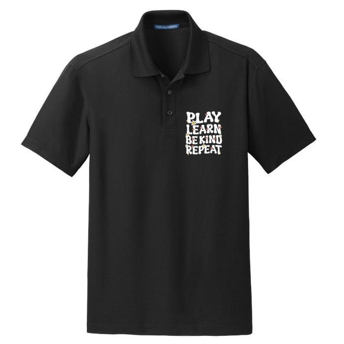 Play Learn Be Kind Repeat Groovy Unity Day Orange Teacher Dry Zone Grid Polo