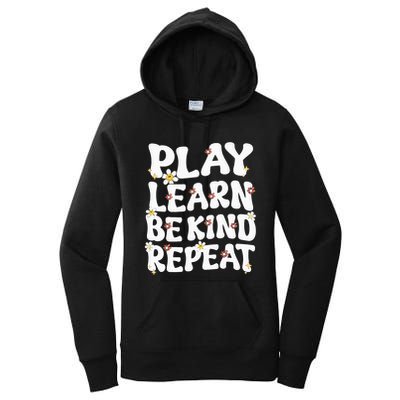 Play Learn Be Kind Repeat Groovy Unity Day Orange Teacher Women's Pullover Hoodie