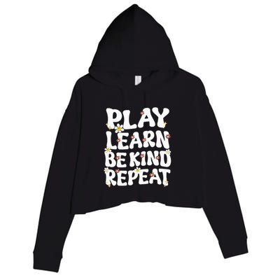 Play Learn Be Kind Repeat Groovy Unity Day Orange Teacher Crop Fleece Hoodie
