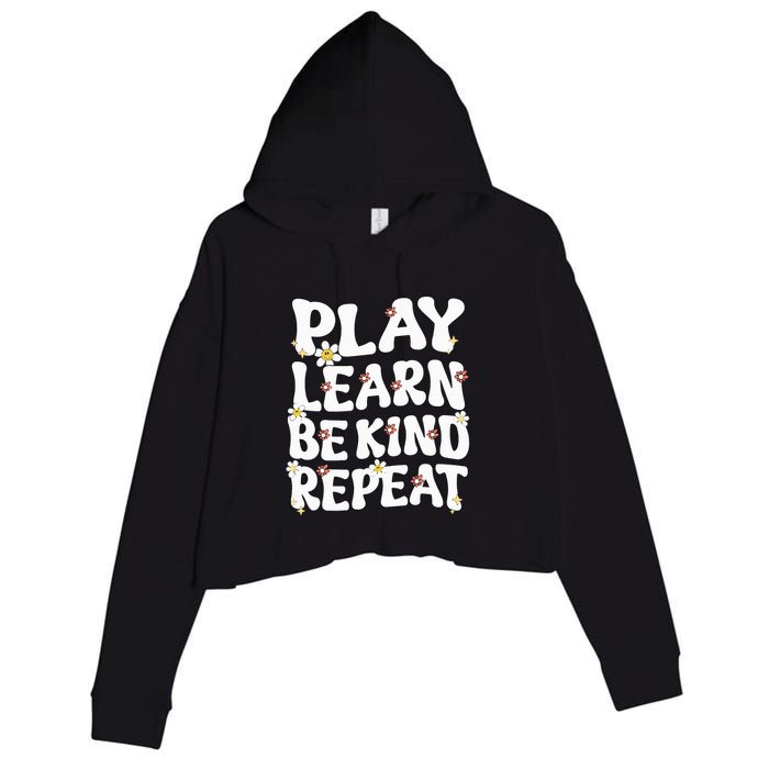 Play Learn Be Kind Repeat Groovy Unity Day Orange Teacher Crop Fleece Hoodie