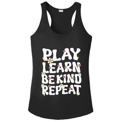 Play Learn Be Kind Repeat Groovy Unity Day Orange Teacher Ladies PosiCharge Competitor Racerback Tank