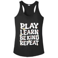 Play Learn Be Kind Repeat Groovy Unity Day Orange Teacher Ladies PosiCharge Competitor Racerback Tank