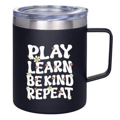Play Learn Be Kind Repeat Groovy Unity Day Orange Teacher 12oz Stainless Steel Coffee Mug