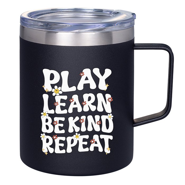 Play Learn Be Kind Repeat Groovy Unity Day Orange Teacher 12oz Stainless Steel Coffee Mug