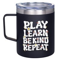 Play Learn Be Kind Repeat Groovy Unity Day Orange Teacher 12oz Stainless Steel Coffee Mug