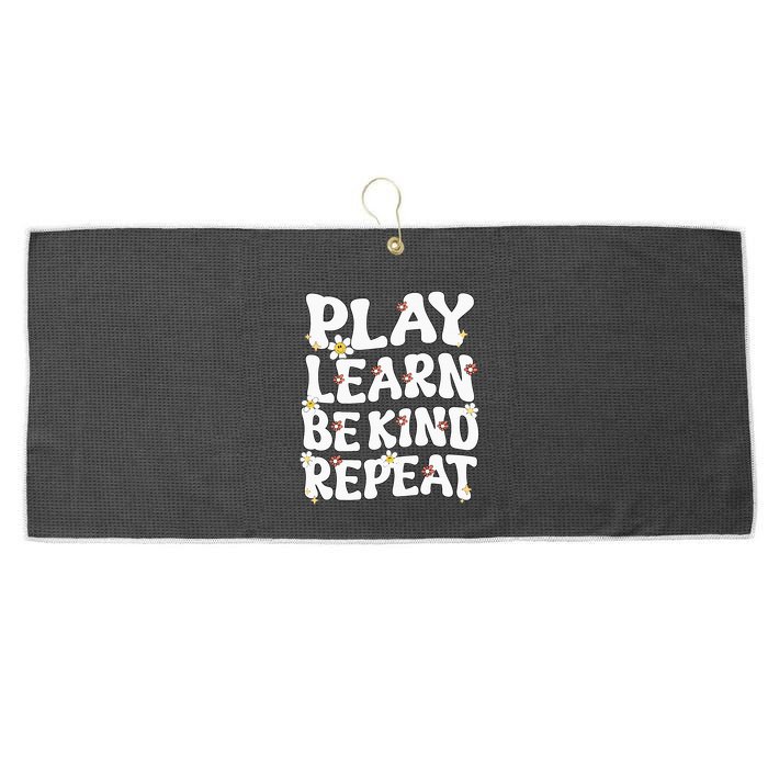 Play Learn Be Kind Repeat Groovy Unity Day Orange Teacher Large Microfiber Waffle Golf Towel