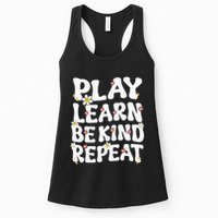 Play Learn Be Kind Repeat Groovy Unity Day Orange Teacher Womens Tank Top
