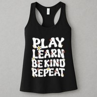 Play Learn Be Kind Repeat Groovy Unity Day Orange Teacher Womens Tank Top