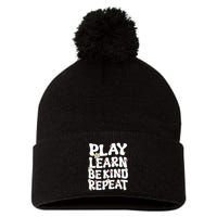 Play Learn Be Kind Repeat Groovy Unity Day Orange Teacher Pom Pom 12in Knit Beanie