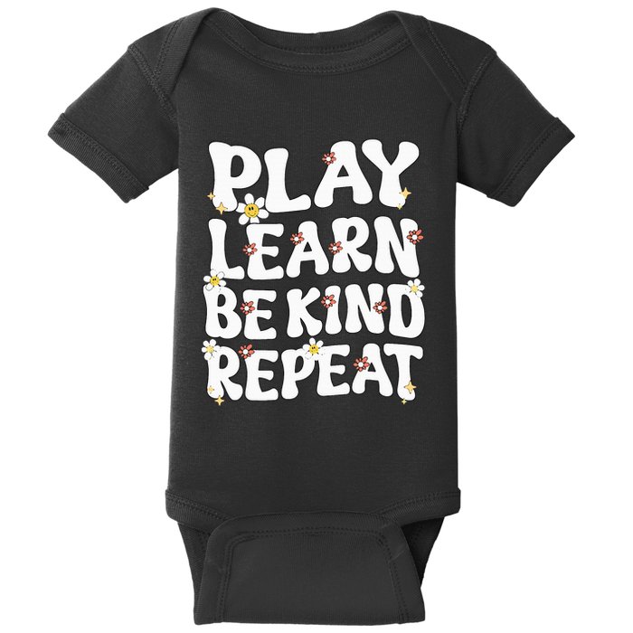 Play Learn Be Kind Repeat Groovy Unity Day Orange Teacher Baby Bodysuit