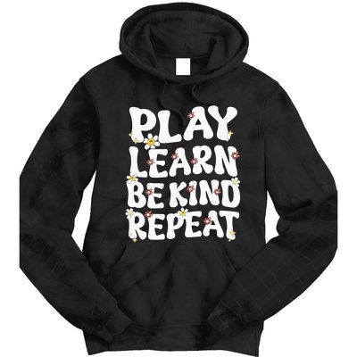 Play Learn Be Kind Repeat Groovy Unity Day Orange Teacher Tie Dye Hoodie