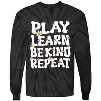 Play Learn Be Kind Repeat Groovy Unity Day Orange Teacher Tie-Dye Long Sleeve Shirt