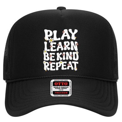 Play Learn Be Kind Repeat Groovy Unity Day Orange Teacher Trucker Hat
