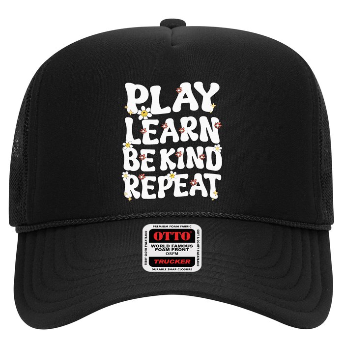 Play Learn Be Kind Repeat Groovy Unity Day Orange Teacher Trucker Hat