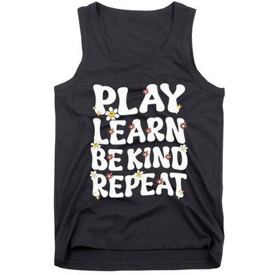 Play Learn Be Kind Repeat Groovy Unity Day Orange Teacher Tank Top