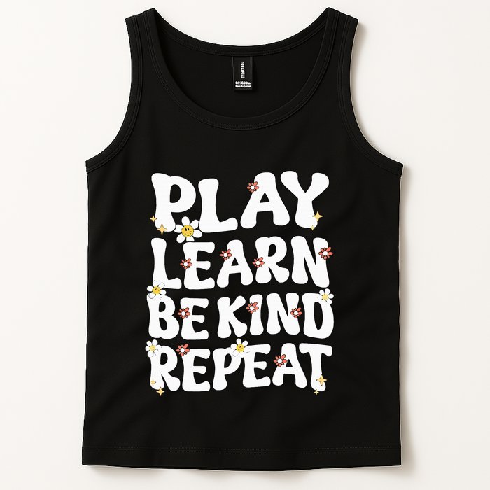 Play Learn Be Kind Repeat Groovy Unity Day Orange Teacher Tank Top