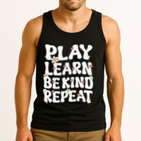 Play Learn Be Kind Repeat Groovy Unity Day Orange Teacher Tank Top