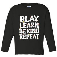 Play Learn Be Kind Repeat Groovy Unity Day Orange Teacher Toddler Long Sleeve Shirt