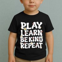 Play Learn Be Kind Repeat Groovy Unity Day Orange Teacher Toddler T-Shirt