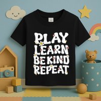 Play Learn Be Kind Repeat Groovy Unity Day Orange Teacher Toddler T-Shirt