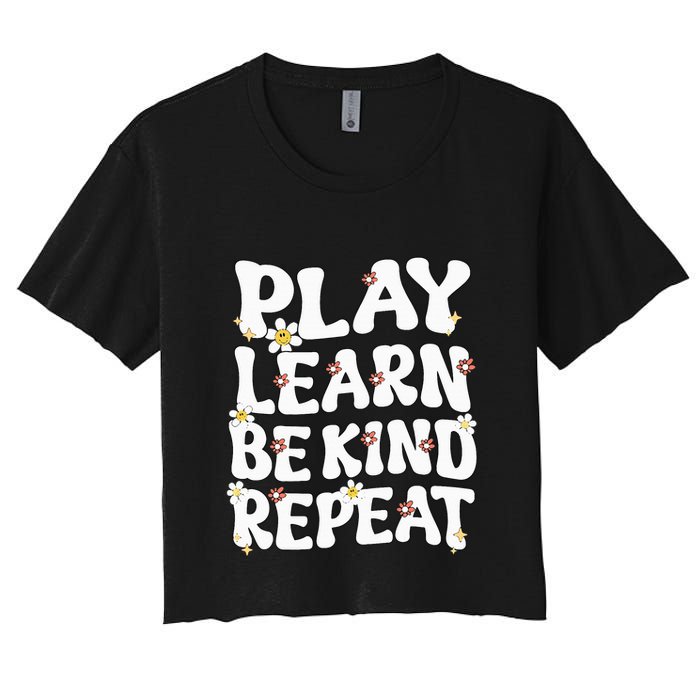 Play Learn Be Kind Repeat Groovy Unity Day Orange Teacher Crop Top