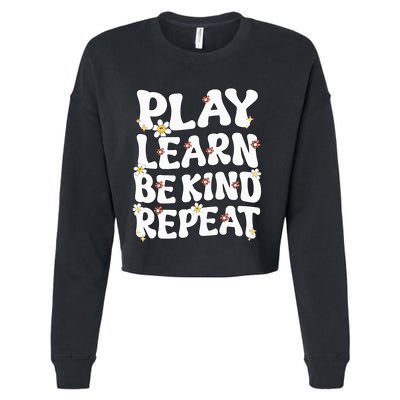 Play Learn Be Kind Repeat Groovy Unity Day Orange Teacher Cropped Pullover Crew