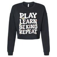 Play Learn Be Kind Repeat Groovy Unity Day Orange Teacher Cropped Pullover Crew