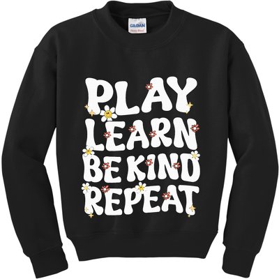 Play Learn Be Kind Repeat Groovy Unity Day Orange Teacher Kids Sweatshirt
