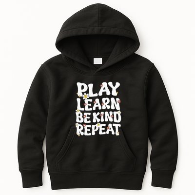 Play Learn Be Kind Repeat Groovy Unity Day Orange Teacher Kids Hoodie