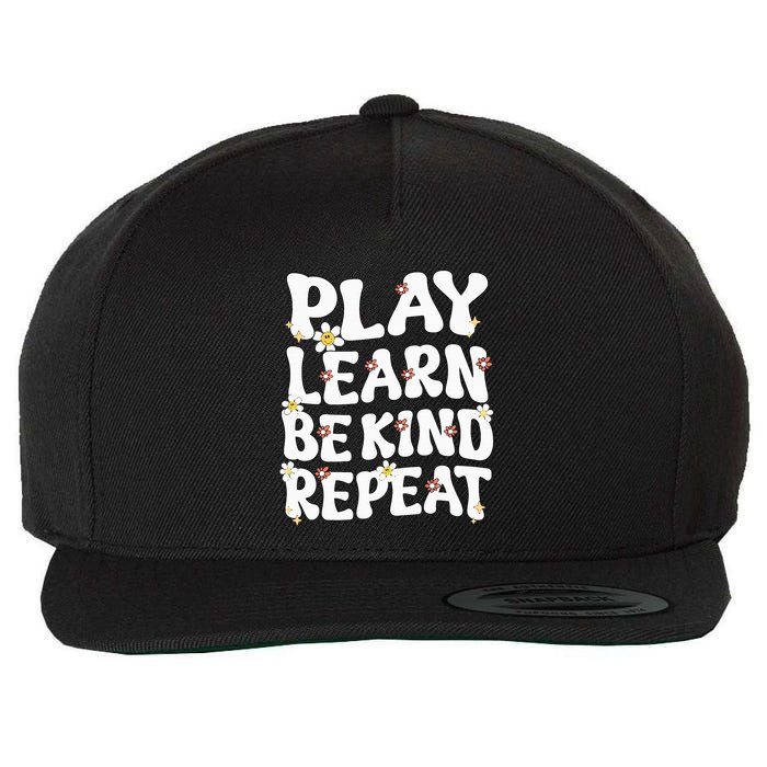 Play Learn Be Kind Repeat Groovy Unity Day Orange Teacher Wool Snapback Cap