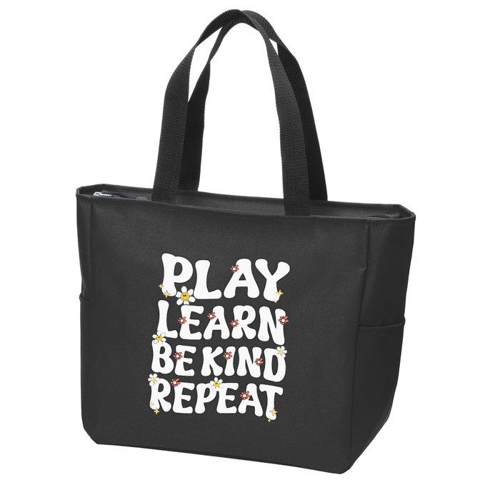 Play Learn Be Kind Repeat Groovy Unity Day Orange Teacher Zip Tote Bag