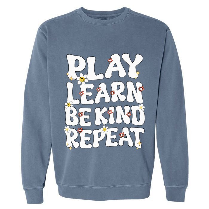 Play Learn Be Kind Repeat Groovy Unity Day Orange Teacher Garment-Dyed Sweatshirt